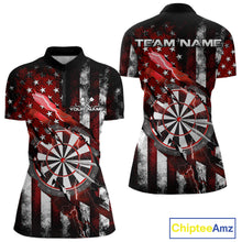 Load image into Gallery viewer, Custom Red Thunder Lightning Patriotic Dart Women Quarter-Zip Shirts, Vintage Dart Jersey IPHW9652