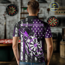 Load image into Gallery viewer, Custom Purple Thunder Lightning Patriotic Dart Team Polo Shirts For Men, Dart Jerseys IPHW9658