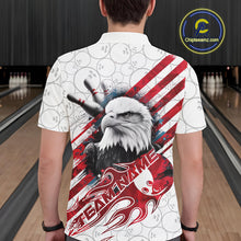 Load image into Gallery viewer, Custom Patriotic Eagle Bowling Shirts For Men, US Flag Bowling League Team Shirt IPHW9475