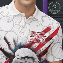 Load image into Gallery viewer, Custom Patriotic Eagle Bowling Shirts For Men, US Flag Bowling League Team Shirt IPHW9475