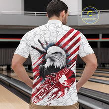Load image into Gallery viewer, Custom Patriotic Eagle Bowling Shirts For Men, US Flag Bowling League Team Shirt IPHW9475