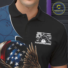 Load image into Gallery viewer, Custom American Flag Eagle Bowling Team Men Polo Shirts, Patriotic US Bowling League Shirt IPHW9478