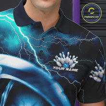 Load image into Gallery viewer, Custom Blue Thunder Lightning Grim Reaper Skull Halloween Bowling Polo Shirts For Men IPHW9851