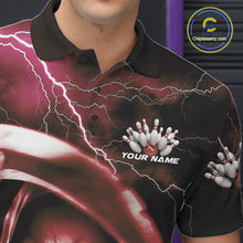 Load image into Gallery viewer, Custom Red Thunder Lightning Grim Reaper Skull Halloween Bowling Polo Shirts For Men IPHW9854