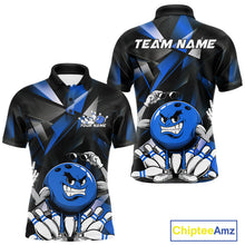 Load image into Gallery viewer, Black And Blue Custom Funny Bowling Team Polo Shirts For Men, Bowling Jerseys IPHW9357