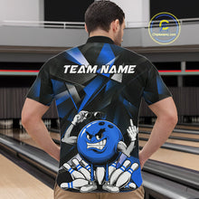 Load image into Gallery viewer, Black And Blue Custom Funny Bowling Team Quarter-Zip Shirts For Men, Bowling Jerseys IPHW9357