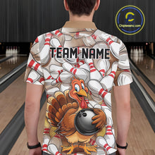 Load image into Gallery viewer, Custom Funny Thanksgiving Turkey Bowling Polo Shirts For Men, Thanksgiving Bowlers Outfit IPHW9719