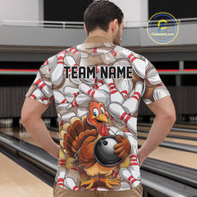Load image into Gallery viewer, Custom Funny Thanksgiving Turkey Bowling Quarter-Zip Shirts For Men, Thanksgiving Bowlers Outfit IPHW9719