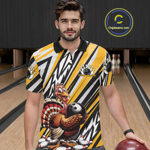 Load image into Gallery viewer, Custom Yellow Funny Thanksgiving Turkey Bowling Team Men Polo Shirts, Bowling Jerseys IPHW9720