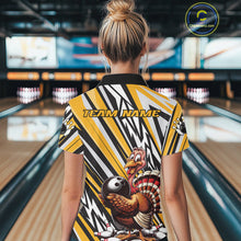 Load image into Gallery viewer, Custom Yellow Funny Thanksgiving Turkey Bowling Team Women Polo Shirts, Bowling Jerseys IPHW9720