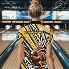 Load image into Gallery viewer, Custom Yellow Funny Thanksgiving Turkey Bowling Women Quarter-Zip Shirts, Bowling Jerseys IPHW9720
