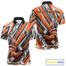 Load image into Gallery viewer, Custom Orange Funny Thanksgiving Turkey Bowling Team Men Polo Shirts, Bowling Jerseys IPHW9721