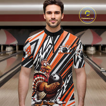 Load image into Gallery viewer, Custom Orange Funny Thanksgiving Turkey Bowling Team Men Quarter-Zip Shirts, Bowling Jerseys IPHW9721