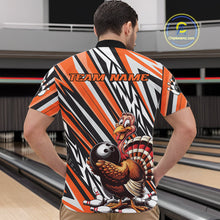 Load image into Gallery viewer, Custom Orange Funny Thanksgiving Turkey Bowling Team Men Quarter-Zip Shirts, Bowling Jerseys IPHW9721
