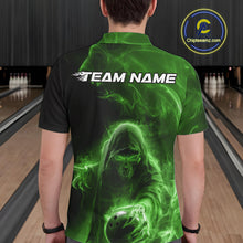 Load image into Gallery viewer, Custom Black And Green Smoke Flame Grim Reaper Halloween Bowling Men Polo Shirts IPHW9741