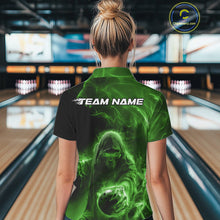 Load image into Gallery viewer, Custom Black And Green Smoke Flame Grim Reaper Halloween Bowling Women Polo Shirts IPHW9741
