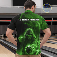 Load image into Gallery viewer, Custom Black And Green Smoke Flame Grim Reaper Halloween Bowling Men Quarter-Zip Shirts IPHW9741