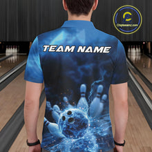 Load image into Gallery viewer, Custom Blue Thunder Lightning Bowling Team Men Polo Shirts, Bowling Jerseys IPHW9747