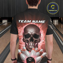 Load image into Gallery viewer, Custom Red Glowing Ghostly Skull Bowling Polo Shirts For Men, Halloween Bowlers Outfit IPHW9516