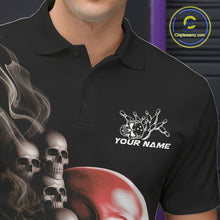 Load image into Gallery viewer, Custom Red Glowing Ghostly Skull Bowling Polo Shirts For Men, Halloween Bowlers Outfit IPHW9516