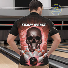 Load image into Gallery viewer, Custom Red Glowing Ghostly Skull Bowling Quarter-Zip Shirts For Men, Halloween Bowlers Outfit IPHW9516