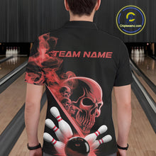 Load image into Gallery viewer, Custom Red Smoke Skull Men Bowling Team Polo Shirts, Hallowen Bowlers Jerseys IPHW9524