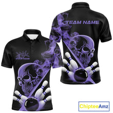 Load image into Gallery viewer, Custom Purple Smoke Skull Men Bowling Team Polo Shirts, Hallowen Bowlers Jerseys IPHW9525