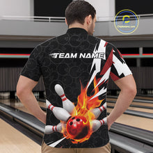 Load image into Gallery viewer, Custom Fiery Red Bowling Men Quarter-Zip Shirts, Inferno Flame Bowling Team League Shirt IPHW9526