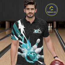 Load image into Gallery viewer, Custom Fiery Pine Green Bowling Men Polo Shirts, Inferno Flame Bowling Team League Shirt IPHW9528