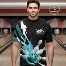 Load image into Gallery viewer, Custom Fiery Pine Green Bowling Men Quarter-Zip Shirts, Inferno Flame Bowling Team League Shirt IPHW9528