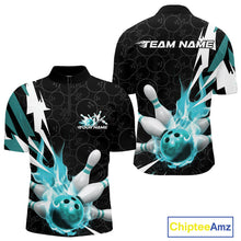 Load image into Gallery viewer, Custom Fiery Pine Green Bowling Men Quarter-Zip Shirts, Inferno Flame Bowling Team League Shirt IPHW9528