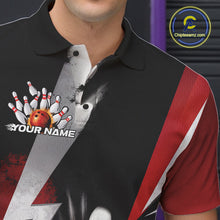 Load image into Gallery viewer, Custom Fiery Red Bowling Men Polo Team Shirts, Fire Flame Bowling Jerseys Bowler Outfit IPHW9529