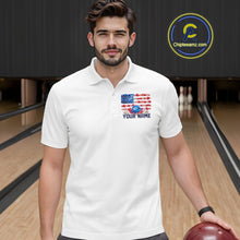 Load image into Gallery viewer, Custom Wild Flower Patriotic US Flag Bowling Polo Shirts For Men, Hippie Bowling Shirt IPHW9753