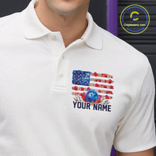 Load image into Gallery viewer, Custom Wild Flower Patriotic US Flag Bowling Polo Shirts For Men, Hippie Bowling Shirt IPHW9753