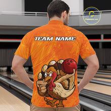 Load image into Gallery viewer, Custom Funny Thanksgiving Turkey Bowling Men Quarter-Zip Shirts, Bowling League Shirt IPHW9770
