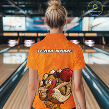 Load image into Gallery viewer, Custom Funny Thanksgiving Turkey Bowling Women Quarter-Zip Shirts, Bowling League Shirt IPHW9770