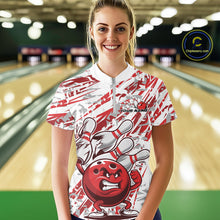 Load image into Gallery viewer, Red Camo Custom Funny Bowling Women Quarter-Zip Shirts, Bowling Team Tournament Shirt IPHW9397