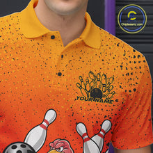 Load image into Gallery viewer, Custom Funny Turkey Bowling Thanksgiving Bowing Outfit Team Polo Shirts For Men IPHW9787