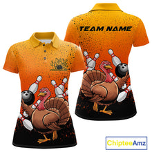 Load image into Gallery viewer, Custom Funny Turkey Bowling Thanksgiving Bowing Outfit Team Polo Shirts For Women IPHW9787