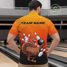 Load image into Gallery viewer, Custom Funny Turkey Bowling Thanksgiving Bowing Outfit Team Quarter-Zip Shirts For Men IPHW9787