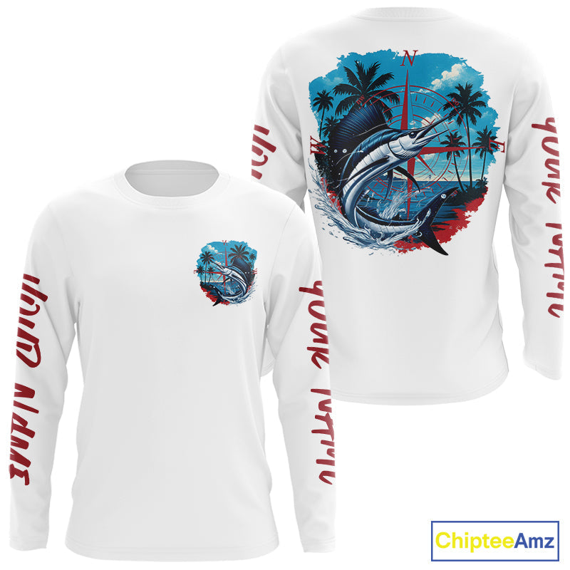 Custom Saltwater Sailfish Fishing Long Sleeve Performance Sport Fishing Shirt IPHW9223