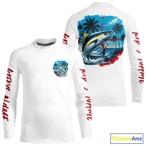 Custom Saltwater Yellowfin Tuna Fishing Kid Long Sleeve Performance Sport Fishing Shirt IPHW9224