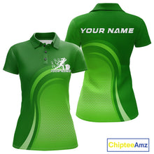 Load image into Gallery viewer, Custom Green Bowling Team Polo Shirts For Women, Bowling Tournament Bowling League Shirt IPHW9238