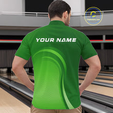 Load image into Gallery viewer, Custom Green Bowling Team Quarter-Zip Shirts For Men, Bowling Tournament Bowling League Shirt IPHW9238