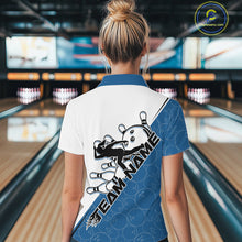 Load image into Gallery viewer, Cusom Blue Strike Bowling Team Women Quarter-Zip Shirt, Bowling League Bowler Outfit IPHW9260
