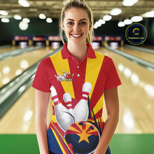 Load image into Gallery viewer, Custom Arizona Flag Bowling Polo Shirts For Women, Bowling Tournament Shirt IPHW9264