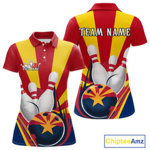 Load image into Gallery viewer, Custom Arizona Flag Bowling Polo Shirts For Women, Bowling Tournament Shirt IPHW9264