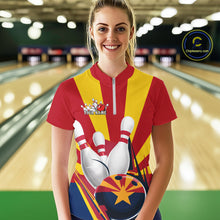 Load image into Gallery viewer, Custom Arizona Flag Bowling Quarter-Zip Shirts For Women, Bowling Tournament Shirt IPHW9264