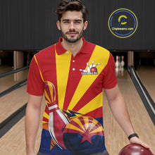 Load image into Gallery viewer, Custom Arizona Flag Bowling Team Polo Shirts For Men, Bowling Tournament Shirt IPHW9265