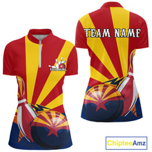 Load image into Gallery viewer, Custom Arizona Flag Bowling Team Quarter-Zip Shirts For Women, Bowling Tournament Shirt IPHW9265